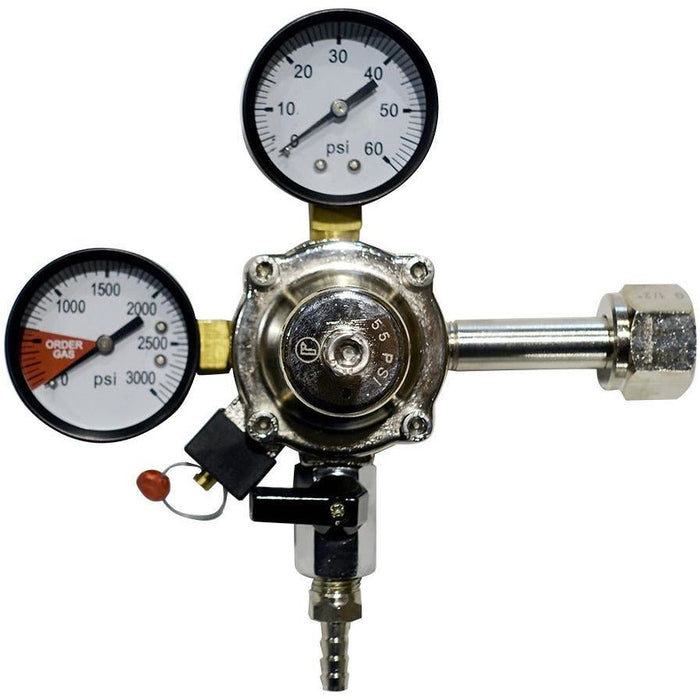 Premium Metal 60lb Co2 Primary Regulator with Barbed Shut-Off - Beverage Time