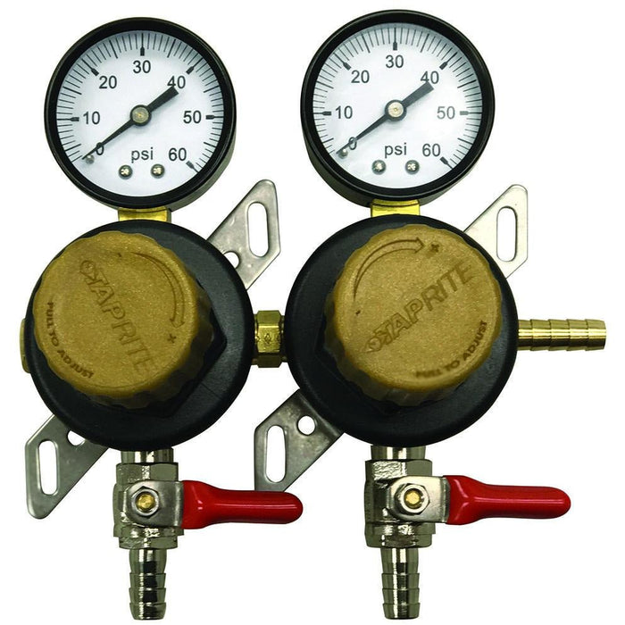 Taprite 2 Pressure 60lb Secondary Regulator with Barbed Shut-Offs - Beverage Time