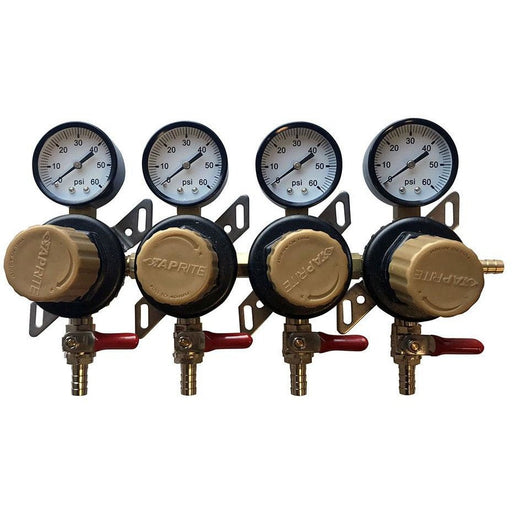 Taprite 4 Pressure 60lb Secondary Regulator with Barbed Shut-Offs - Beverage Time